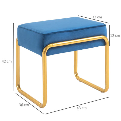 Rootz Footstool - Stool - Living Room - Bedroom - Media Room - Blue/Gold - 43 cm x 36 cm x 42 cm