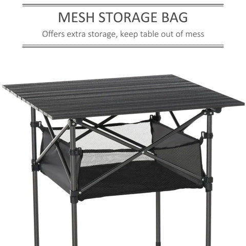 Rootz Garden Table - Aluminum Folding Table - Camping Table With Storage Bag - Portable For Garden Beach Picnic - Charcoal Grey - 70 cm x 70 cm x 69 cm