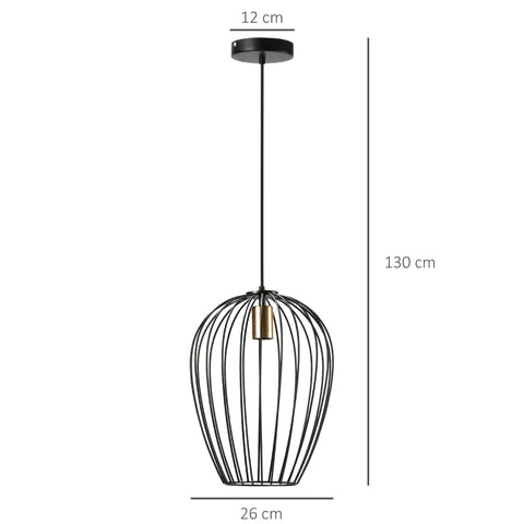 Rootz Hanglamp - Lampenkap - Industrieel Design - In Hoogte Verstelbaar - Inclusief Bevestigingsmateriaal - Zwart + Goud - 26 cm x 26 cm x 130