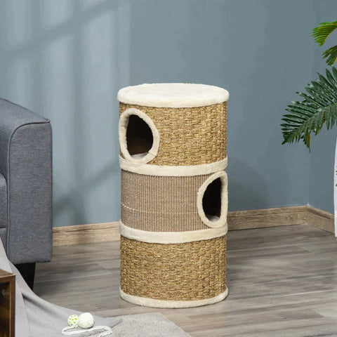 Rootz Cat House - Cat Scratching Post - Cat Tree - Cat Climbing Tree  Cat Furniture - 37.5 x 37.5 x 70 cm