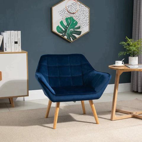 Rootz Fauteuil - Enkele Fauteuil - Vleugelstoel Met Fluweelachtige Hoes - Houten Poten - Huis - Slaapkamermeubels - Groen - 68,5 cm x 61 cm x 72,5 cm