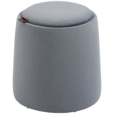 Rootz 2-in-1 Stool - Coffee Table - Velvet Look - Including Storage Space And Removable Lid - Grey - Ø44 cm x 47.5 cm