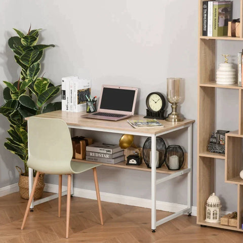 Rootz Desk - Computer Table - Office Table - Study Writing Table - With Shelf - Natural - 120 x 60 x 75 cm