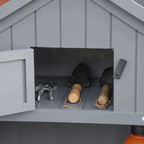 Rootz Tool Shed With Firewood Compartment - Storage Cabinet - Fir Wood - Grey + Black - 129L x 51.5W x 180H cm