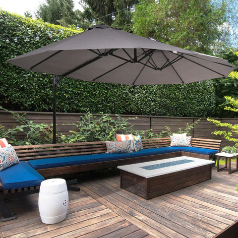 Rootz Parasol - Double Parasol - Garden Parasol - Double Parasol With Crank - Sun Protection - Grey - 270 cm x 440 cm x 250 cm