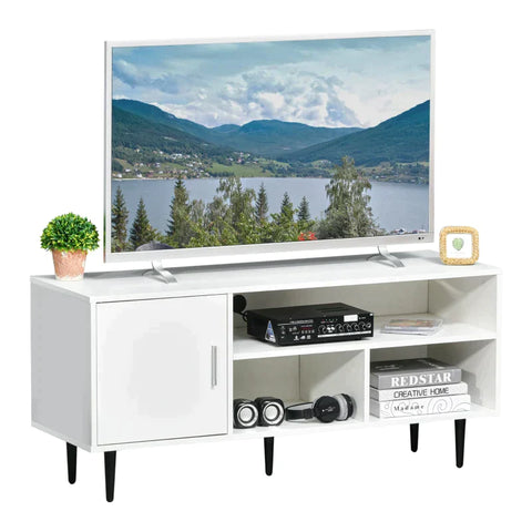 Rootz TV Cabinet - TV Table - Storage Cabinet - TV Stand - Cabinet - White - 120 cm x 40 cm x 55 cm
