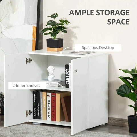 Rootz Storage Cabinet - Freestanding Storage Cabinet - With 2 shelves - White - 70cm x 39cm x 70cm