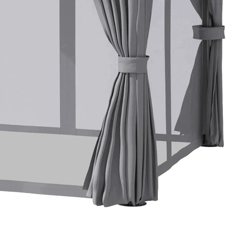 Rootz Gazebo - Patio Gazebo With Aluminum Canopy - Metal - Polyester - Nylon - Black + Light Grey - 2.95L x 2.95W x 2.85H m