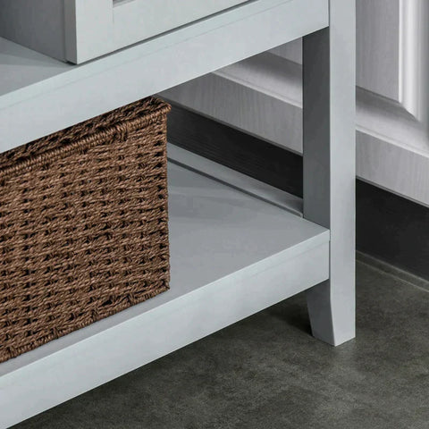 Rootz Dressoir - Buffetkast - Dressoir Met 2 Glazen Deuren 2 Planken - Grijs - 115L x 39.5B x 81H cm