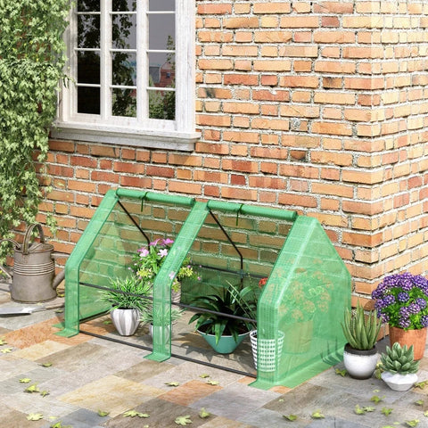 Rootz Greenhouse - Foil Greenhouse - Tomato House - Mini Small Greenhouse with Steel Frame - Zippered Window - Green - 180 x 90 x 90 cm