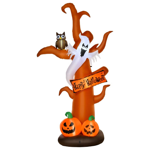 Rootz Aufblasbarer Halloween-Baum – Kürbisgeist – Halloween-Dekoration – mit LED-Lichtern – 156 cm x 107 cm x 274 cm