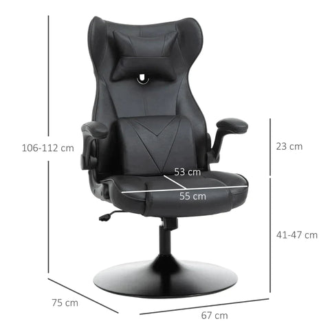Rootz Gaming Chair - Computer Chair - Office Chair - Desk Chair - Swivel Chair - Black - 67x75x112 cm