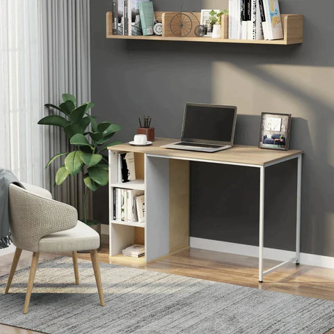 Rootz Computer Desk - Office Desk - Writing Table - Desk - With Shelves - 115x 55x 75H cm