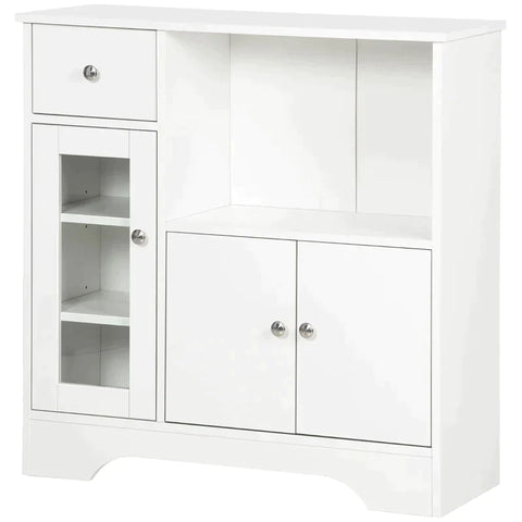 Rootz Sideboard - Chest Of Drawers - Double-door Cupboard Compartment - Adjustable Shelves - Anti-tip - White - 80 x 30 x 82cm