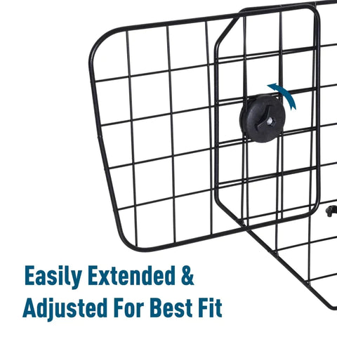 Rootz Dog Guard - Pet Car Barrier - Adjustable - Divider - Metal - Black - (89-122) x 41 cm