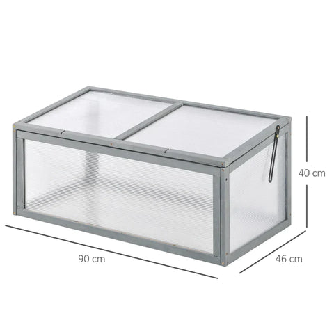 Rootz Mini Greenhouse - Garden Greenhouse - Wood + Polycarbonate -  Grey - 90 x 46 x 40 cm