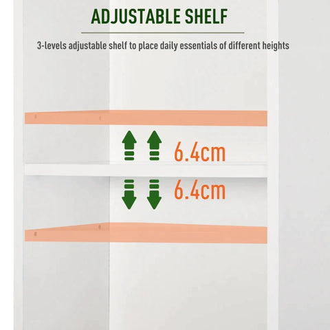 Rootz Bathroom Cabinet - Freestanding 6-tier Tall Bathroom Storage -  Louvered Doors - White - 34 cm x 20 cm x 165 cm