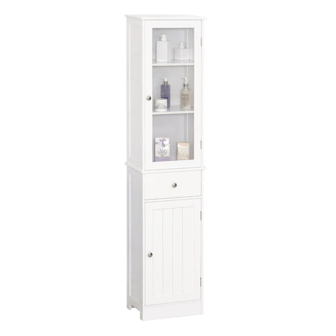 Rootz Bathroom Cabinet - Cabinet - Display Cabinet - Kitchen Cabinet - White - 40 x 27 x 171.5 cm