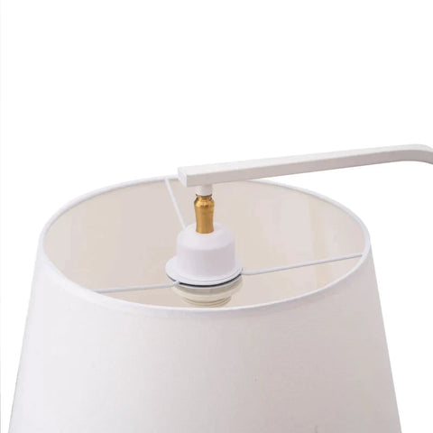 Rootz Floor Lamp - Floor Lamp With 2 Shelves - Indoor Lighting - E27 - Metal - MDF - Terylene Fabric - White - 38 cm x 36 cm x 162 cm