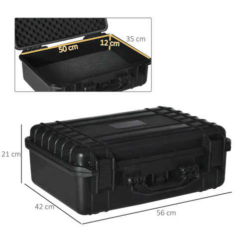 Rootz Valuables Case with Handle - Tool Case - Waterproof - PP plastic - Black - 56cm x 42cm x 21cm