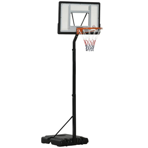 Rootz Basketbalstandaard Met Wielen - Oprolbaar - 260-310 Cm - In Hoogte Verstelbaar - Basketbalring Met Standaard - Geschikt Voor Buiten- En Binnengebruik - Staal - Kunststof - Zwart - 90L x 60W x 260-310H cm