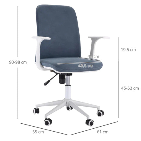 Rootz Office Chair - Desk Chair - Working Chair - 360° Rotating Wheels - Light Blue - 61 x 55 x 90-98 cm