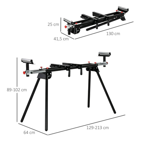 Rootz Saw Stand - Work Stand - Work Table - Saw Rack - Foldable - Black/Red - 213 cm x 64 cm x 102 cm