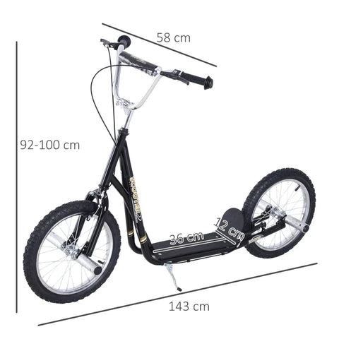 Rootz Kids Scooter - Kick Scooter - City Scooter - Height Adjustable - Black - 143 x 58 x 92-100 cm