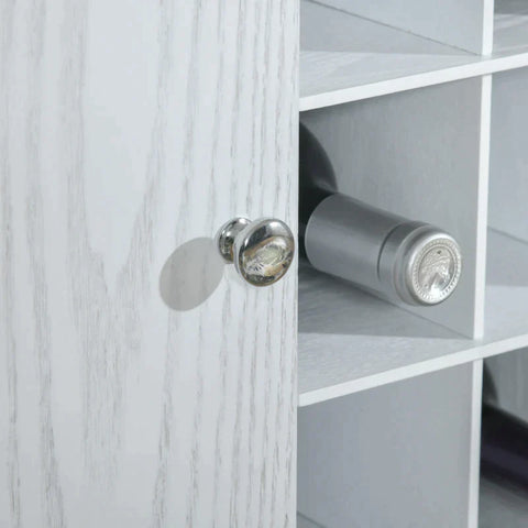 Rootz Cabinet - Kitchen Cabinet - Elegant Wine Rack - For 18 Bottles With 2 Cabinets - MDF - White - 140L x 36.5W x 91.5Hcm
