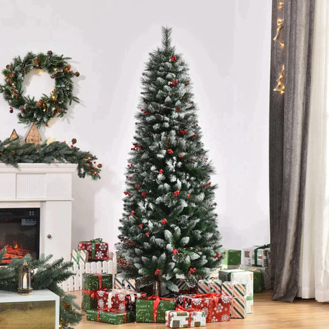 Rootz Kerstboom - Kunstkerstboom - Spar - Rode Bessen - Kerstversiering - 60cm x 60cm x 180cm