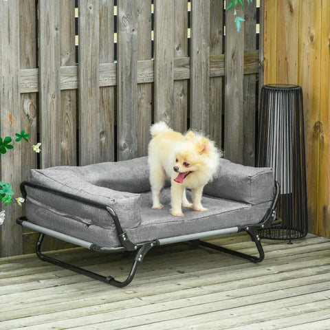 Rootz Hondensofa - 2 In 1 Pet Sofa - Pet Bed - Dog Lounger - Cat Sofa - Verhoogd Dog Bed - Slaapplaats Voor Katten Honden - Grijs - 80 x 59 x 36 cm