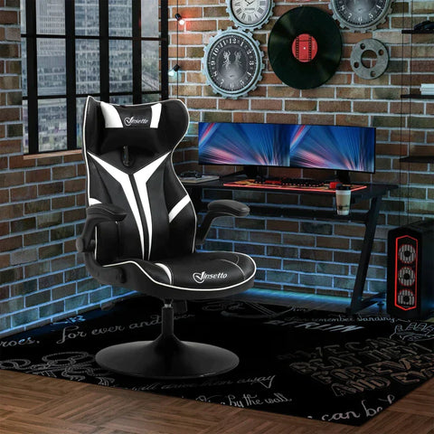 Rootz Gaming Stuhl – Ergonomischer Computerstuhl – Drehstuhl – Mit Wippfunktion – Schwarz/Weiß – 67 cm x 75 cm x 112 cm