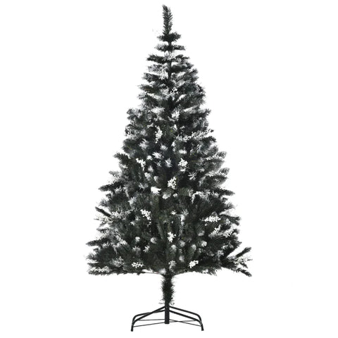 Rootz Artificial Christmas Tree - Christmas Tree - Snow-Dipped Christmas Tree - Removable Stand with White Berries Star - Green - 75cm x 75cm x 150cm