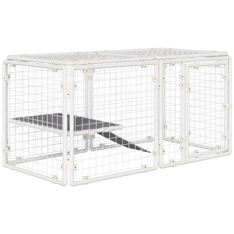 Rootz DIY Rabbit Hutch - Small Animal Run - Guinea Pig Run - Small Animal Cage - White - 68cm x 68cm x 2.5cm