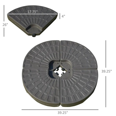 Rootz Weight Plates - Umbrella Weight Plate Set - 4-part Umbrella Stand - Coffee Brown - 100 x 100 x 10.5 cm