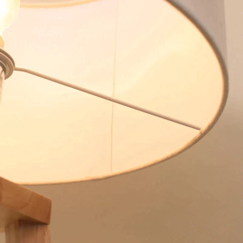 Rootz Floor Lamp - Tripod Floor Lamp - Modern Floor Lamp With E27 Socket - Linen Shade  - Wooden Base For Bedroom Office Living Room - White + Natural - 47 x 47 x 147 cm