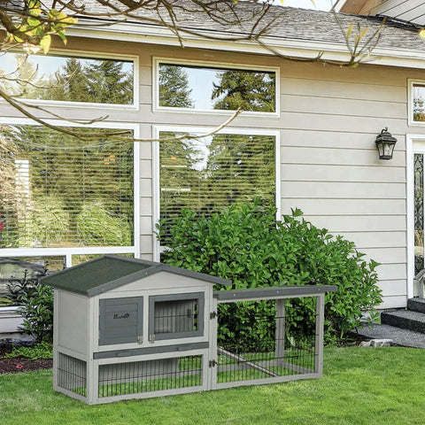 Rootz Kleindierhok - Konijnenhok - Dierenhok - Dierenkooien - Caviahok - Grijs - 154,5 x 52,5 x 68,5 cm