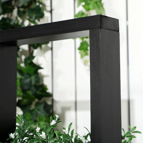 Rootz Plant Box - Combination - Modular Design - Stand Frame - Natural Wood - Black - 90 x 45 x 170 cm