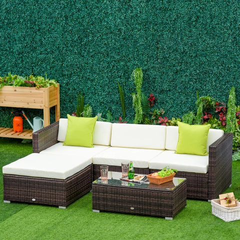 Rootz Polyrattan-Gartenmöbel-Set – Garten-Set – Lounge-Set – Lounge-Set – Lounge-Möbel mit Beistelltisch – Kissen – Braun – 75 L x 67 B x 64 H cm