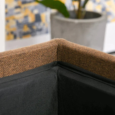 Rootz Stool - Storage Stool - Footstool - Upholstered Stool - Storage Box - Brown - 42 x 42 x 41 cm