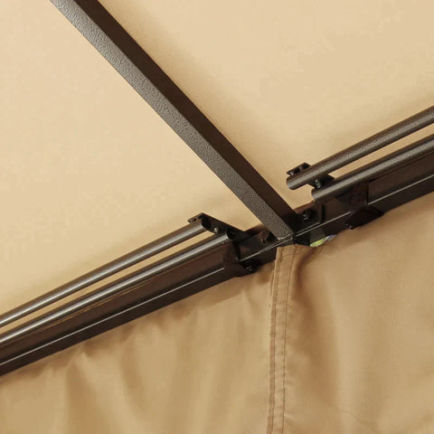 Rootz Gazebo - Gazebo With Side Walls And Mosquito Net - Metal - Polyester - Beige - 4 x 3 m