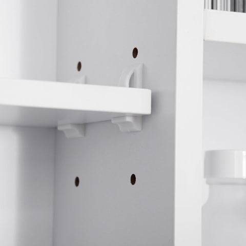 Rootz Bathroom Cabinet - Wall Cabinet - Storage Cabinet - Mirror Cabinet - With 6 Shelves - Glass/MDF - White - 100L x 15W x 70H cm