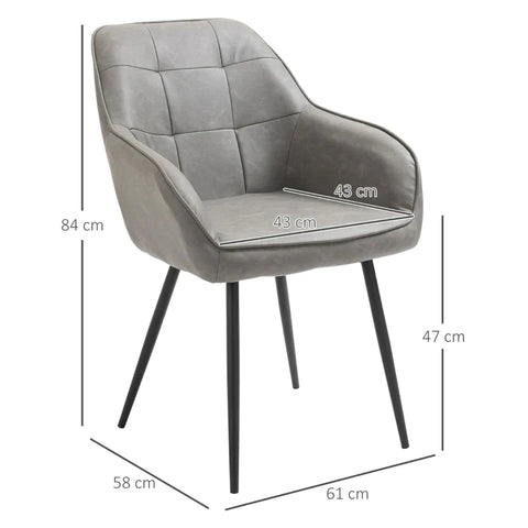 Rootz Esszimmerstuhl – Esszimmerstuhl im Retro-Design – Pu-Leder – Grau – Schwarz – 61 cm x 58 cm x 84 cm