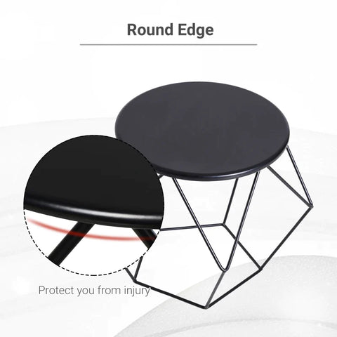 Rootz Hexagonal Side Table - Coffee Table - Nesting Table - Bedside Table -  Living Room - Bedroom - Black - L51 x B51 x H44 cm