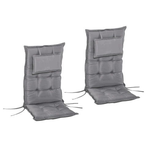 Rootz 2 Pcs. Garden Chair Cushion Seat - Chair Pad - Pad For Garden Chair - Seat Cushion With Backrest - Indoor And Outdoor Use - Dark Grey - 120 x 50 x 9 cm