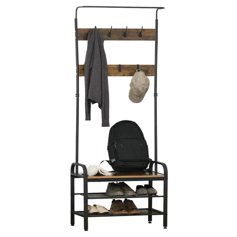 Rootz Coat Rack - Shoe Rack - Clothes Rack - Hall Tree - 72 x 34 x 185 cm
