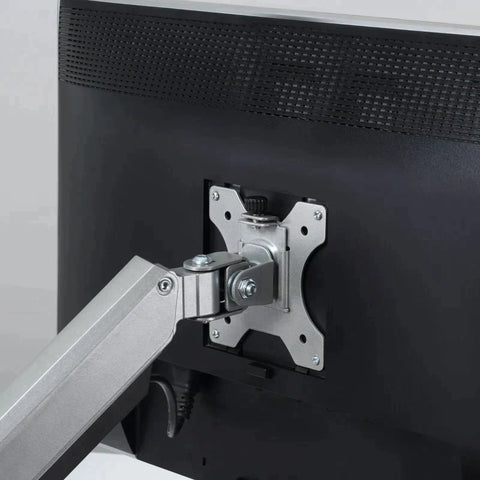 Rootz Monitor Mount - 2 Monitor Desk Mount - Monitor Stand - Height Adjustable - Tiltable - Swivellable - Rotatable - Aluminum - Silver - 93 x 11 x 19-47 cm