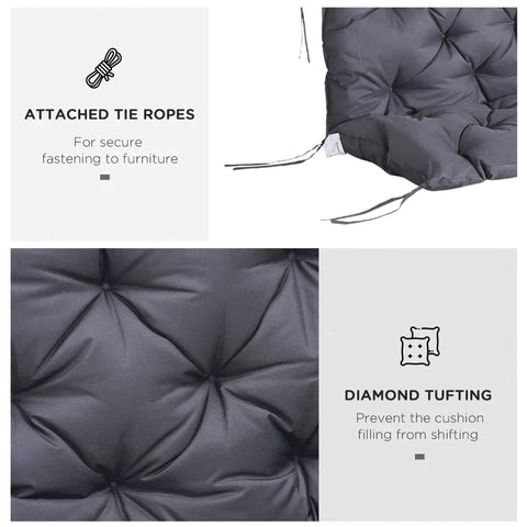 Rootz Bench Cushion - Seat Cushion - Garden Patio Bench Swing Chair - Replacement Seat Pad - Cushions Backrest - Dark grey - 98 cm x 150 cm x 8 cm