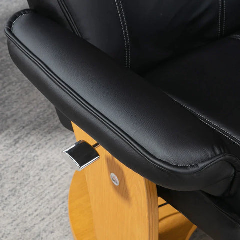 Rootz Relax Chair with Footstool - TV Chair - Recliner Chair - Adjustable Backrest - 360° Rotatable - Black + Brown - 76L x 77W x 105H cm