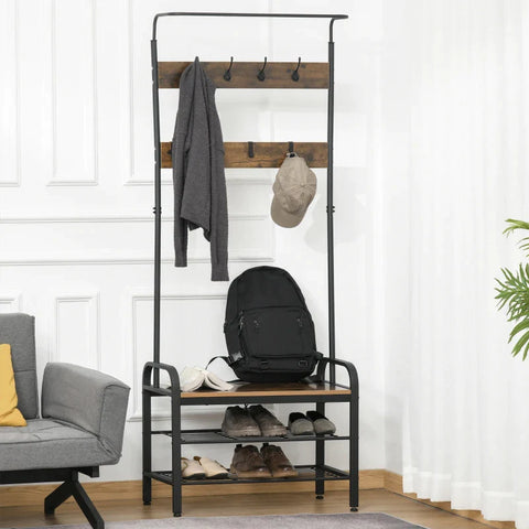 Rootz Coat Rack - Shoe Rack - Clothes Rack - Hall Tree - 72 x 34 x 185 cm